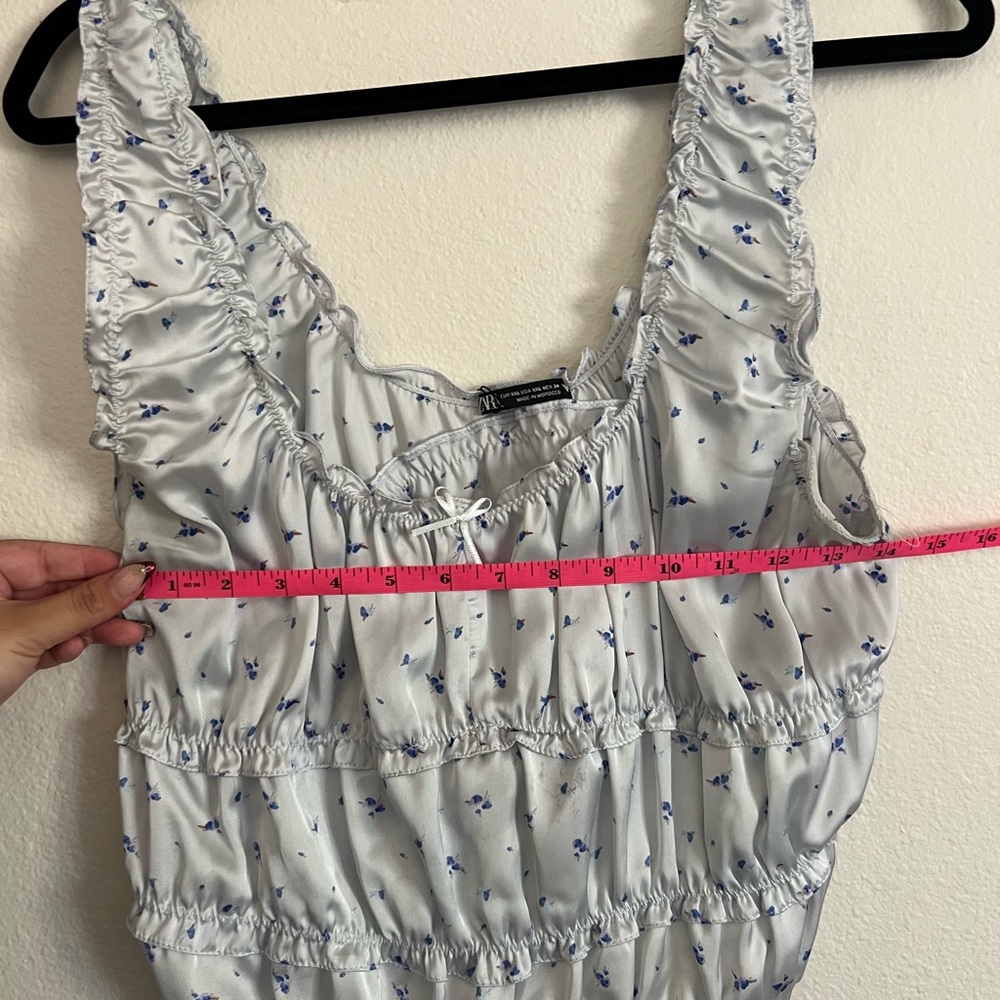 Zara Ruffled Satin Effect Top | Floral Print - Picture 6 of 6